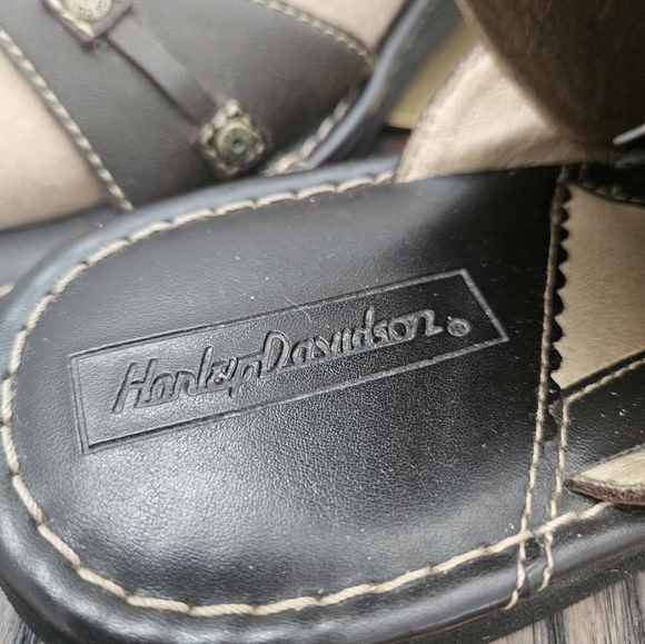 Harley-Davidson Brown Leather Slide Sandals Womens Size 8 - Picture 4 of 6